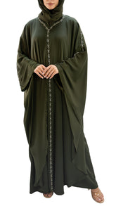 Premium crepe farasha with embroidery exclusive design