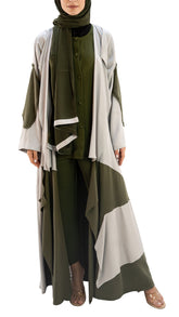 Luxurios sustainable fabric front open kimono abaya with co ord set