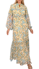 Pastel Garden Keyhole Maxi Dress
