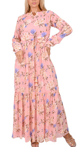Rose Blush Tiered Floral Maxi Dress