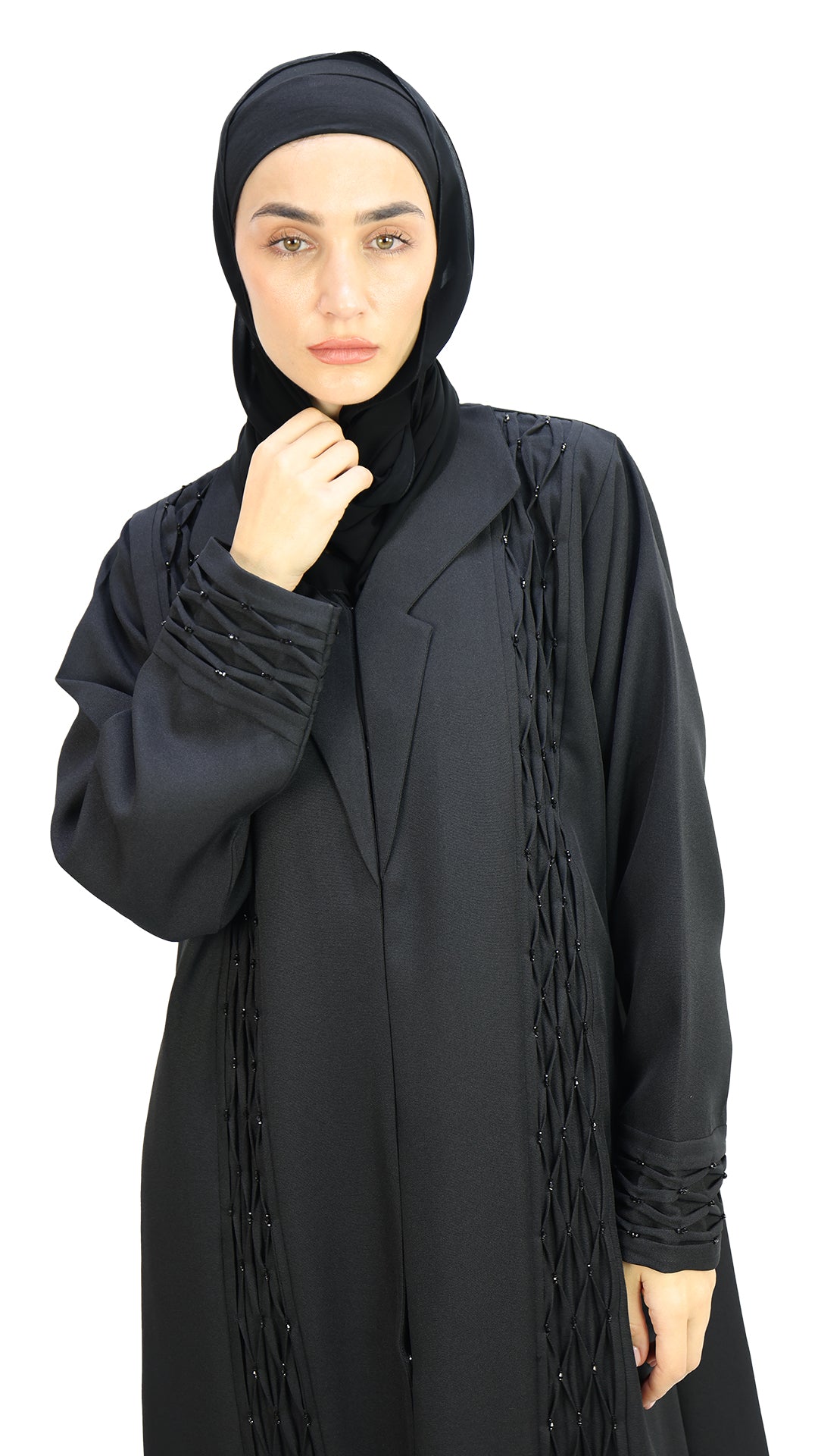 Elegant Coat Style With Beads Abaya