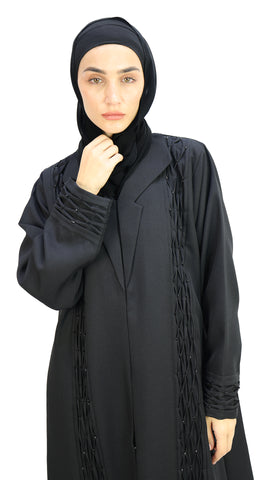 Elegant Coat Style With Beads Abaya