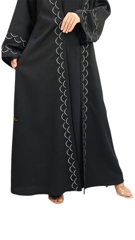 Elegant Embroidered Open Abaya With Beads Abaya
