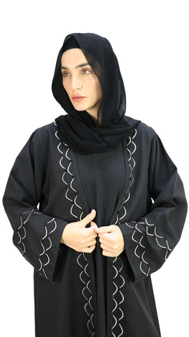 Elegant Embroidered Open Abaya With Beads Abaya