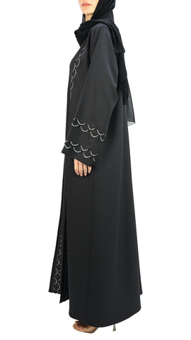 Elegant Embroidered Open Abaya With Beads Abaya