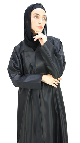 Elegant Coat Plain Cut Abaya