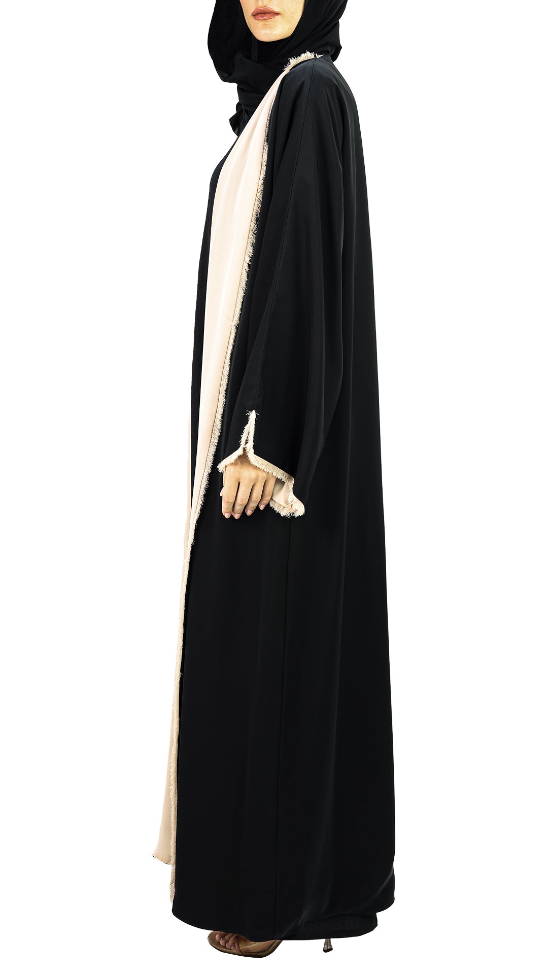 Elegant Double Face Thread Fall Edge Abaya