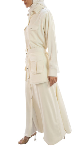 Premium italian crepe coat abaya with detachable belt and pockets