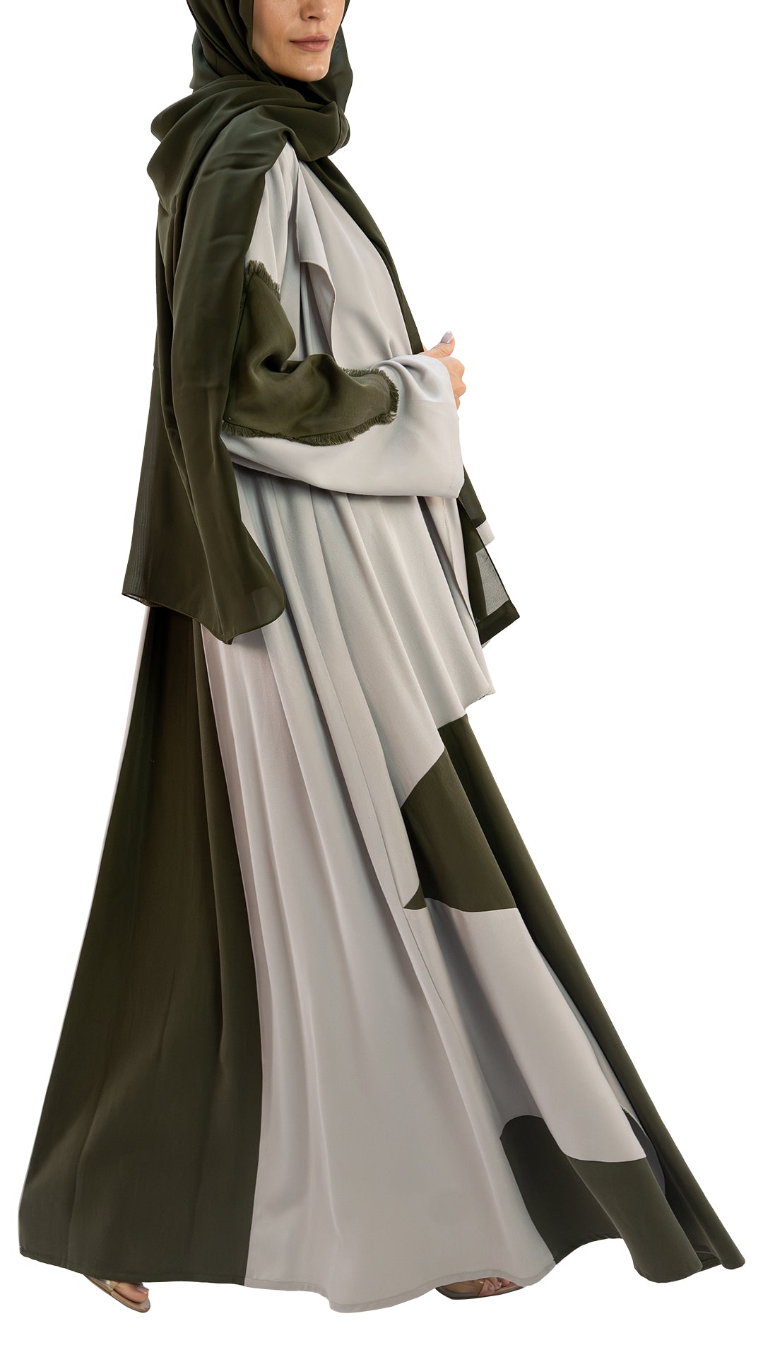 Luxurios sustainable fabric front open kimono abaya with co ord set