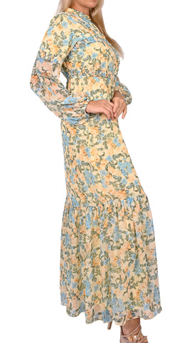 Pastel Garden Keyhole Maxi Dress