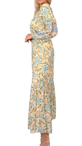 Pastel Garden Keyhole Maxi Dress