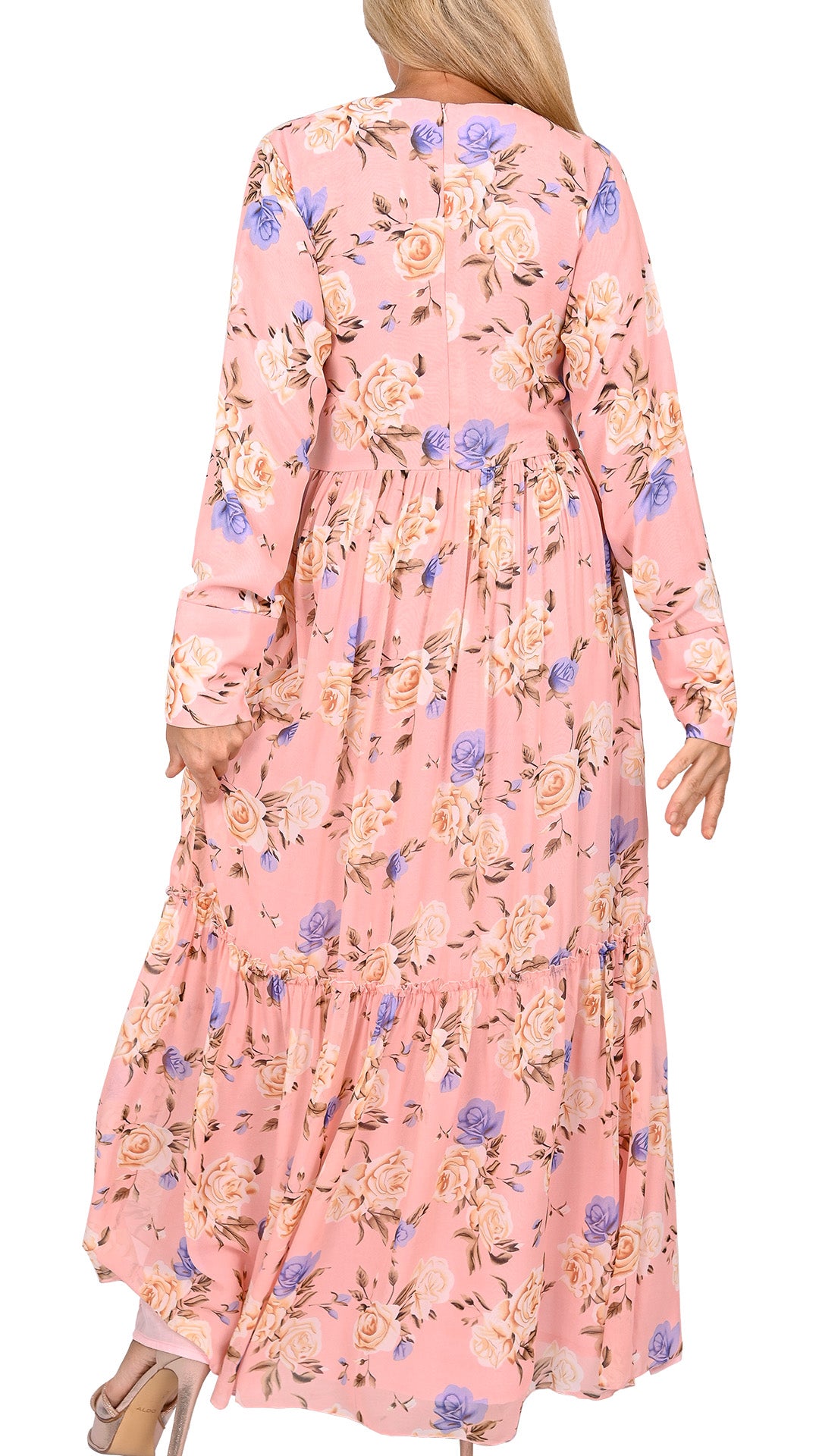 Rose Blush Tiered Floral Maxi Dress