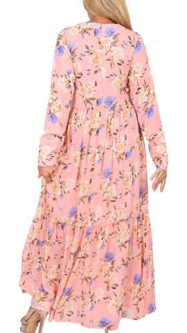 Rose Blush Tiered Floral Maxi Dress